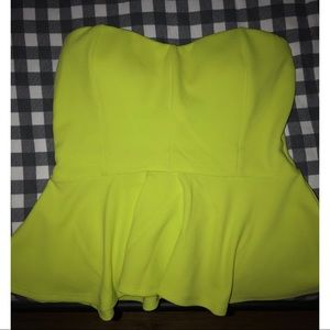 Women’s bright green padded peplum tube top!